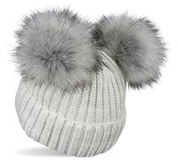 Bommelmütze STYLEBREAKER "Kinder Bommelmütze mit zwei Bommel", Jungen, grau (hellgrau), 100% Polyacryl PAN., Modisch, Mützen (77134966-0) hellgrau