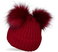 Bommelmütze STYLEBREAKER "Kinder Bommelmütze mit zwei Bommel", Jungen, rot (bordeaux, rot), 100% Polyacryl PAN., Modisch, Mützen (38868348-0) bordeaux, rot