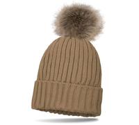 Bommelmütze STYLEBREAKER "Gefütterte Strick Bommelmütze", Jungen, braun (camel), 70% Baumwolle CO. 30% Polyester PES., Modisch, Mützen (43606106-0) camel