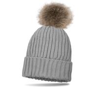 Bommelmütze STYLEBREAKER "Gefütterte Strick Bommelmütze", Jungen, grau, 70% Baumwolle CO. 30% Polyester PES., Modisch, Mützen (90863517-0) grau