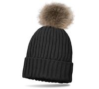 Bommelmütze STYLEBREAKER "Gefütterte Strick Bommelmütze", Jungen, grau (dunkelgrau), 70% Baumwolle CO. 30% Polyester PES., Modisch, Mützen (12682563-0) dunkelgrau