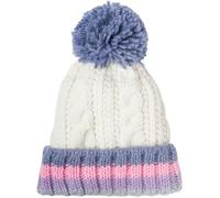 styleBREAKER Kinder Strick Bommelmütze mit Zopfmuster und gestreifter Krempe, Fleece Futter Winter, 3-5 Jahre 04024206, Farbe:Creme-Blau