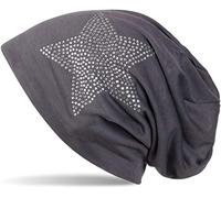 Beanie STYLEBREAKER "Leichte Beanie mit Strass Stern", Herren, grau (anthrazit), Obermaterial: 50% Viskose CV. 50% Baumwolle CO., Modisch, Mützen Beanie (43681661-0) anthrazit