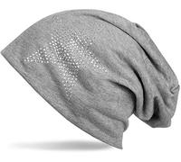 Beanie STYLEBREAKER "Leichte Beanie mit Strass Stern", Herren, grau (grau meliert), Obermaterial: 100% Viskose CV., Modisch, Mützen Beanie (49329428-0) grau meliert