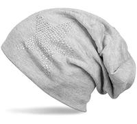 Beanie STYLEBREAKER "Leichte Beanie mit Strass Stern", Herren, grau (hellgrau meliert), Obermaterial: 65% Baumwolle CO. 35% Polyester PES., Modisch, Mützen Beanie (17991539-0) hellgrau meliert