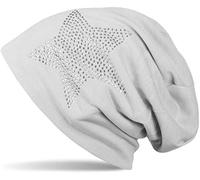 Beanie STYLEBREAKER "Leichte Beanie mit Strass Stern", Herren, grau (hellgrau), Obermaterial: 50% Viskose CV. 50% Baumwolle CO., Modisch, Mützen Beanie (99898739-0) hellgrau