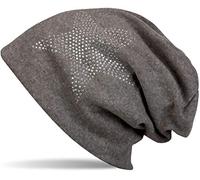 Beanie STYLEBREAKER "Warme Beanie Mütze mit Strass Stern", Herren, grau (anthrazit meliert), Obermaterial: 50% Viskose CV. 50% Baumwolle CO., Modisch, Mützen Beanie (19720952-0) anthrazit meliert
