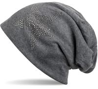 Beanie STYLEBREAKER "Warme Beanie Mütze mit Strass Stern", Herren, grau (dunkelgrau, grau), Obermaterial: 50% Viskose CV. 50% Baumwolle CO., Modisch, Mützen Beanie (60094605-0) dunkelgrau, grau