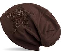 Beanie STYLEBREAKER "Warme Beanie Mütze mit Strass Stern", Herren, braun (dunkelbraun, dunkelbraun), Obermaterial: 50% Viskose CV. 50% Baumwolle CO., Modisch, Mützen Beanie (49070723-0) dunkelbraun, d
