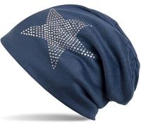 Beanie STYLEBREAKER "Warme Beanie Mütze mit Strass Stern", Herren, blau (navy), Obermaterial: 50% Viskose CV. 50% Baumwolle CO., Modisch, Mützen Beanie (79506719-0) navy