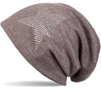 Beanie STYLEBREAKER "Warme Beanie Mütze mit Strass Stern", Herren, grau (taupe), Obermaterial: 50% Viskose CV. 50% Baumwolle CO., Modisch, Mützen Beanie (71375162-0) taupe