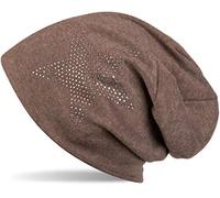 Beanie STYLEBREAKER "Warme Beanie Mütze mit Strass Stern", Herren, grau (taupe, braun), Obermaterial: 50% Viskose CV. 50% Baumwolle CO., Modisch, Mützen Beanie (26402930-0) taupe, braun