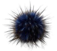 styleBREAKER Kunstfell Bommel für Mützen und Beanies, Fake Fur, Winter Fellbommel 04024161, Farbe:Blau-Schwarz