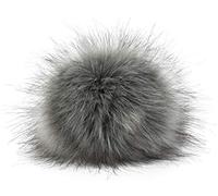 styleBREAKER Kunstfell Bommel für Mützen und Beanies, Fake Fur, Winter Fellbommel 04024161, Farbe:Hellgrau-Schwarz