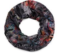 styleBREAKER Loop Schal im Splat Style mit Klecksen und Zeichen im Destroyed Vintage Look, Unisex 01016119, Farbe:Anthrazit-Rot-Blau-Gelb