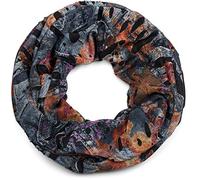 styleBREAKER Loop Schal im Splat Style mit Klecksen und Zeichen im Destroyed Vintage Look, Unisex 01016119, Farbe:Anthrazit-Orange-Violett