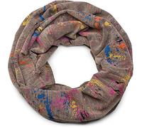 styleBREAKER Loop Schal mit Splat Style Farbklecks Muster im Destroyed Used Look, Schlauchschal, Tuch, Unisex 01017050, Farbe:Braun