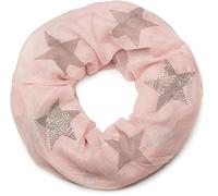 styleBREAKER Loop Schal mit Sterne Muster und edler Strass Applikation, Schlauchschal, Tuch, Damen 01018086, Farbe:Rosa-Taupe (One Size)