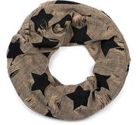 Loop STYLEBREAKER "Loop Schal mit Sterne und Punkte Muster", Damen, braun, Obermaterial: 50% Viskose CV. 50% Polyester PES., Modisch, Modetücher Loop (12485928-0) braun