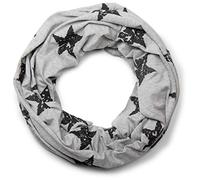styleBREAKER Loop Schlauchschal mit Sterne Print im Vintage Look, weich und warm, Unisex 01018079, Farbe:Hellgrau