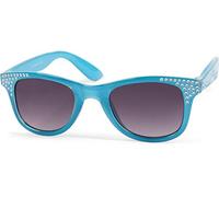 styleBREAKER Mädchen Nerd Sonnenbrille mit Strass, Kunststoff Rahmen und Polycarbonat Flachgläsern, Kinder 09020087, Farbe:Gestell Blau/Glas Grau Verlauf