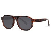 styleBREAKER Navigator Sonnenbrille Recycelt | Eckige Brille Bold Frame, Doppelsteg & UV400 | Nachhaltig Meeres-Plastik | Inkl. Stoffbeutel & Putztuch, Schildpatt Braun/Grau getönt