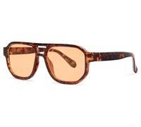 styleBREAKER Navigator Sonnenbrille Recycelt | Eckige Brille Bold Frame, Doppelsteg & UV400 | Nachhaltig Meeres-Plastik | Inkl. Stoffbeutel & Putztuch, Schildpatt Braun/Orange getönt