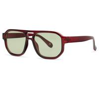 styleBREAKER Navigator Sonnenbrille Recycelt | Eckige Brille Bold Frame, Doppelsteg & UV400 | Nachhaltig Meeres-Plastik | Inkl. Stoffbeutel & Putztuch, Braun/Grün getönt
