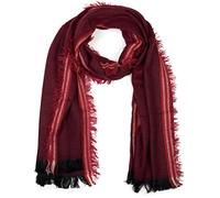 Strickschal STYLEBREAKER "Breiter XXL Schal mit Fransen und Streifen Muster", Damen, rot (bordeaux, rot, schwarz), Obermaterial: 80% Viskose CV. 20% Wolle WO., Modisch, Modetücher (62067304-0) bordeau