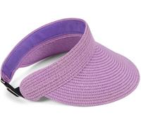 styleBREAKER Papierstroh Visor Cap einfarbig | Sonnenvisier mit elastischem Band und Hakenverschluss | Luftige Schildkappe als Sonnenhut für Damen, Farbe:Flieder