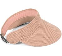 styleBREAKER Papierstroh Visor Cap einfarbig | Sonnenvisier mit elastischem Band und Hakenverschluss | Luftige Schildkappe als Sonnenhut für Damen, Farbe:Altrose