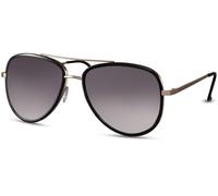 styleBREAKER Pilotenbrille Unisex Recycelt | Hybrid Fliegerbrille mit Doppelsteg | Gläser Meeres-Plastik UV400 | Retro Design | Inkl. Stoffbeutel & Putztuch, Schwarz-Gold/Grau Verlauf