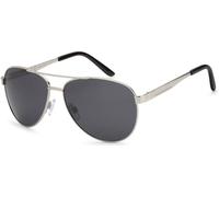 Pilotenbrille STYLEBREAKER "Polarisierte Piloten Sonnenbrille mit Etui", Damen, grau (gestell silber, glas grau), Modisch, Sonnenbrillen (75237213-0) gestell silber, glas grau