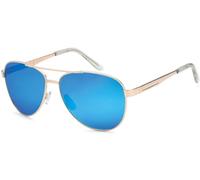 Pilotenbrille STYLEBREAKER "Polarisierte Piloten Sonnenbrille mit Etui", Damen, blau (gestell hellgold, glas blau, lila verspiegelt), Modisch, Sonnenbrillen (67521366-0) gestell hellgold, glas blau, l