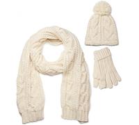 styleBREAKER "Strick Schal, Mütze & Handschuh Set mit Zopfmuster" 3 Stk. (77368007-0) creme, beige, schal