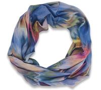 styleBREAKER Schlauchschal Damen mit Aquarell Wellenmuster Watercolor Zigzag | Loop Tuch weich aus Viskose | leichter Rundschal Halstuch softes Material 90x40 cm, Farbe:Blau-Rose