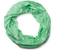 styleBREAKER seidiger Sterne Muster Loop Schlauchschal, Crash and Crinkle, Tuch, Unisex 01016093, Farbe:Grün-Weiß
