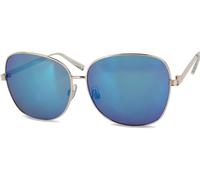 styleBREAKER Sonnenbrille mit ovalen Polycarbonat Gläsern und Vollrand Metallgestell, Damen 09020070, Farbe:Gestell Gold/Glas Blau verspiegelt