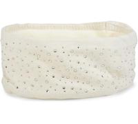 styleBREAKER Stirnband Damen Winter mit Strasssteinen und Fleece Innenfutter | warmes elastisches Feinstrick Haarband gefüttert | Glitzer Headband für kalte Tage, Farbe:Creme-Weiß