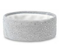 styleBREAKER Stirnband Damen Winter mit Strasssteinen und Fleece Innenfutter | warmes elastisches Feinstrick Haarband gefüttert | Glitzer Headband für kalte Tage, Farbe:Hellgrau