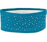 styleBREAKER Stirnband Damen Winter mit Strasssteinen und Fleece Innenfutter | warmes elastisches Feinstrick Haarband gefüttert | Glitzer Headband für kalte Tage, Farbe:Petrol