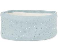 styleBREAKER Stirnband Damen Winter mit Strasssteinen und Fleece Innenfutter | warmes elastisches Feinstrick Haarband gefüttert | Glitzer Headband für kalte Tage, Farbe:Eisblau