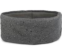 styleBREAKER Stirnband Damen Winter mit Strasssteinen und Fleece Innenfutter | warmes elastisches Feinstrick Haarband gefüttert | Glitzer Headband für kalte Tage, Farbe:Grau