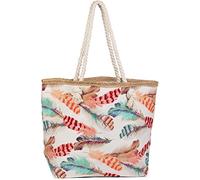 styleBREAKER Strandtasche Feder Set Kosmetiktasche 47x32x15cm | Inkl Kosmetiktäschchen 16x11cm. Reißverschluss. Henkel 60cm. Hauptfach groß. Boho Style. weiche Tragegurte.