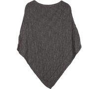 styleBREAKER Strick Poncho mit Zopfmuster, Rundhals Strickponcho, Grobstrick, Damen 08010040, Farbe:Dunkelgrau