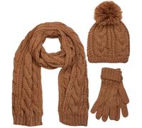 styleBREAKER "Strick Schal, Mütze & Handschuh Set mit Zopfmuster" 3 Stk. (50144238-0) cognac, schal
