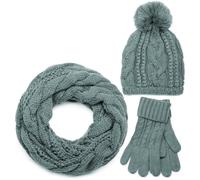 styleBREAKER "Strick Schal, Mütze & Handschuh Set mit Zopfmuster" 3 Stk. (50755424-0) grau, loop schlauchschal