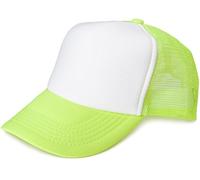 styleBREAKER Unisex 5-Panel Trucker Cap mit Mesh-Einsatz | verstellbares Basecap mit Click Snap Verschluss | luftiges Netz Cap für Damen und Herren, Farbe:Weiß-Neongelb