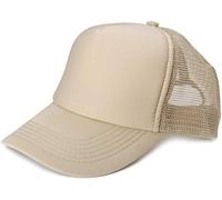 styleBREAKER Unisex 5-Panel Trucker Cap mit Mesh-Einsatz | verstellbares Basecap mit Click Snap Verschluss | luftiges Netz Cap für Damen und Herren, Farbe:Khaki