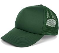 styleBREAKER Unisex 5-Panel Trucker Cap mit Mesh-Einsatz | verstellbares Basecap mit Click Snap Verschluss | luftiges Netz Cap für Damen und Herren, Farbe:Dunkelgrün